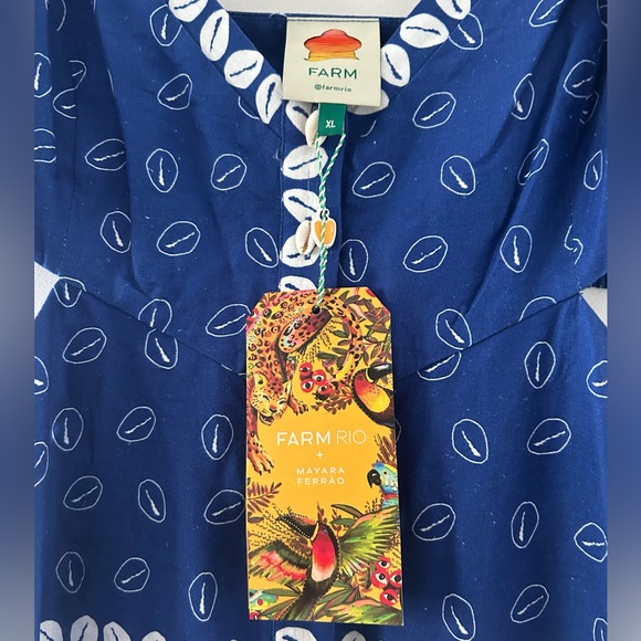 Farm Rio Blue Mixed Ondina Midi Dress XL NWT - Picture 4 of 14